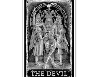 Devil Tarot Card Poster 11x17 – Gothic Wall Art Print, Dark Occult Decor, Witchy Tarot Artwork, Gothic Home Accent, Alternative Wall Art