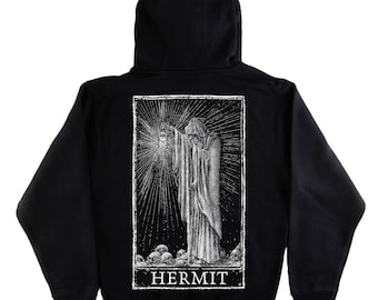 The Hermit Tarot Card Zip Up, Gothic Style Apparel, Virgo Aesthetic Sweatshirt
