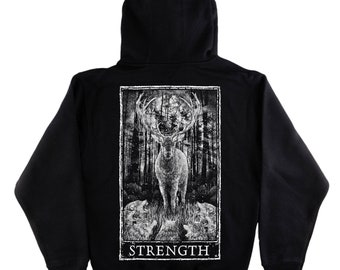 Strength Tarot Card Zip Up, Dark Academia Hoodie, Leo Zodiac Gift