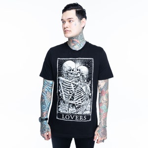 Lovers Tarot Card T-Shirt, Gothic Style Tee, Gemini Aesthetic, Oversized Graphic Tee image 8