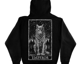 The Emperor Tarot Card Zip Up, Gothic Style Apparel, Aries Aesthetic Sweatshirt