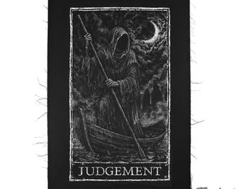 Judgement Tarot Card Large Back Patch – Gothic Tarot Patch for Battle Jackets, Punk & Metal Denim Vest Patch, Occult Tarot Art, Alternative