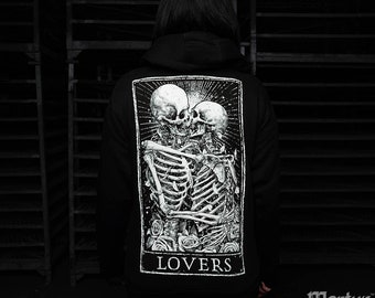 Lovers Tarot Card Pullover Hoodie, Girlfriend Gift, Goth Mom, Anniversary Gift 2024