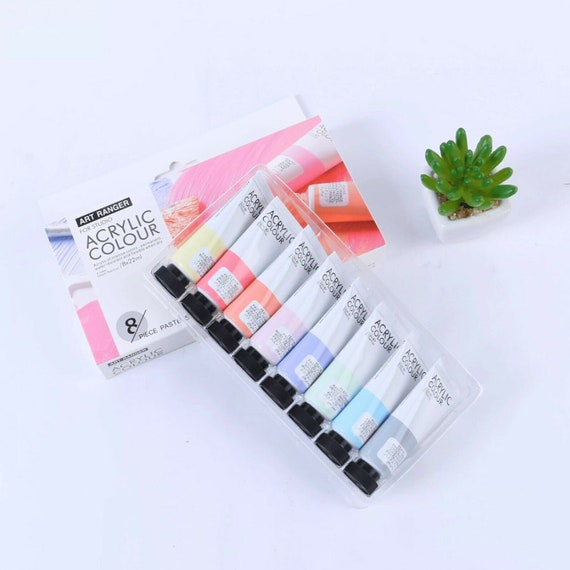 Acrylic Paint SETS OF 8. Pastels, Glitter, Metallic, Neon and Regular  Colors Sets for Canvas Wood Stone Paper Painting Supplies Materials 