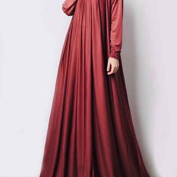 Rare Stunning Red loose Abaya - Hijab modest dress for muslimah red dress red Aabaya slim body abaya - A timeless and elegant wardrobe Must