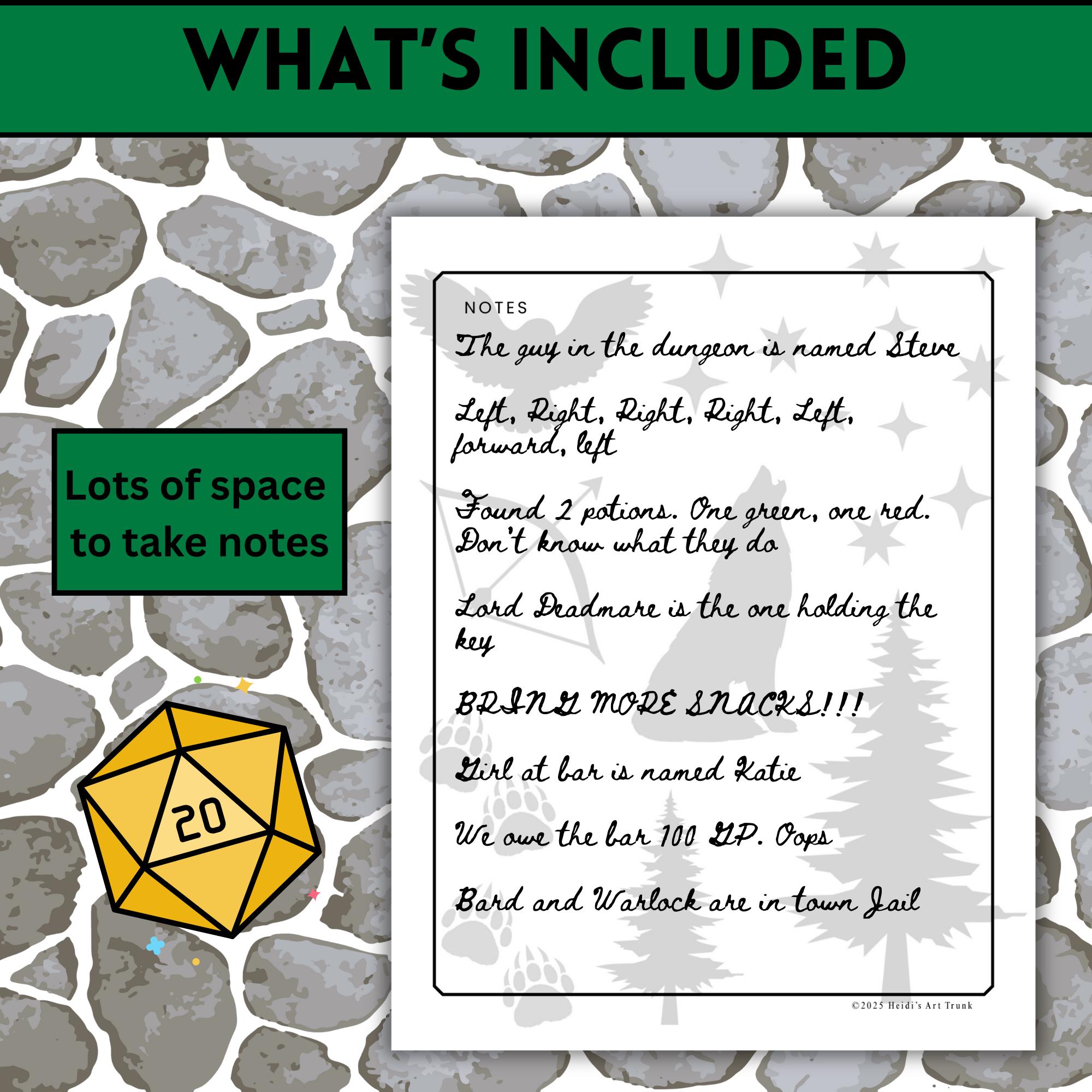 Printable Ranger Character Sheet, RPG Class Theme (PDF) - Etsy