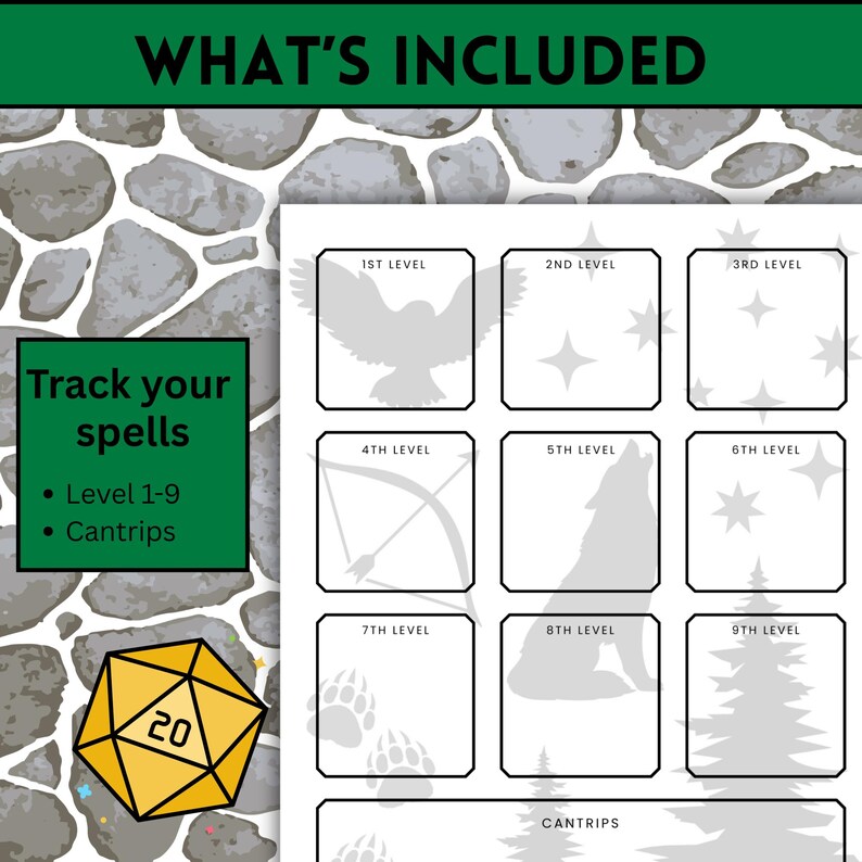 Printable Ranger Character Sheet, RPG Class Theme (PDF) - Etsy