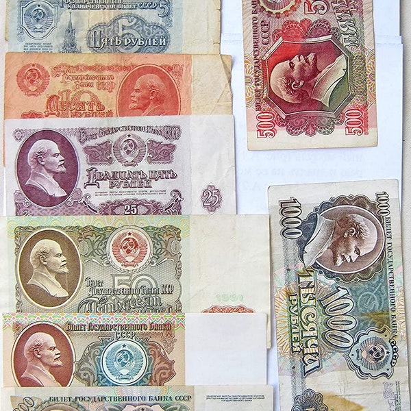 Set of rubles of USSR Soviet Union banknotes 1961-1992