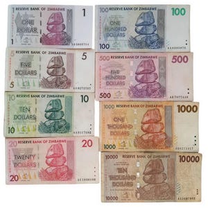 Set of Zimbabwe Dollars Hyperinflation Period 2007-2008