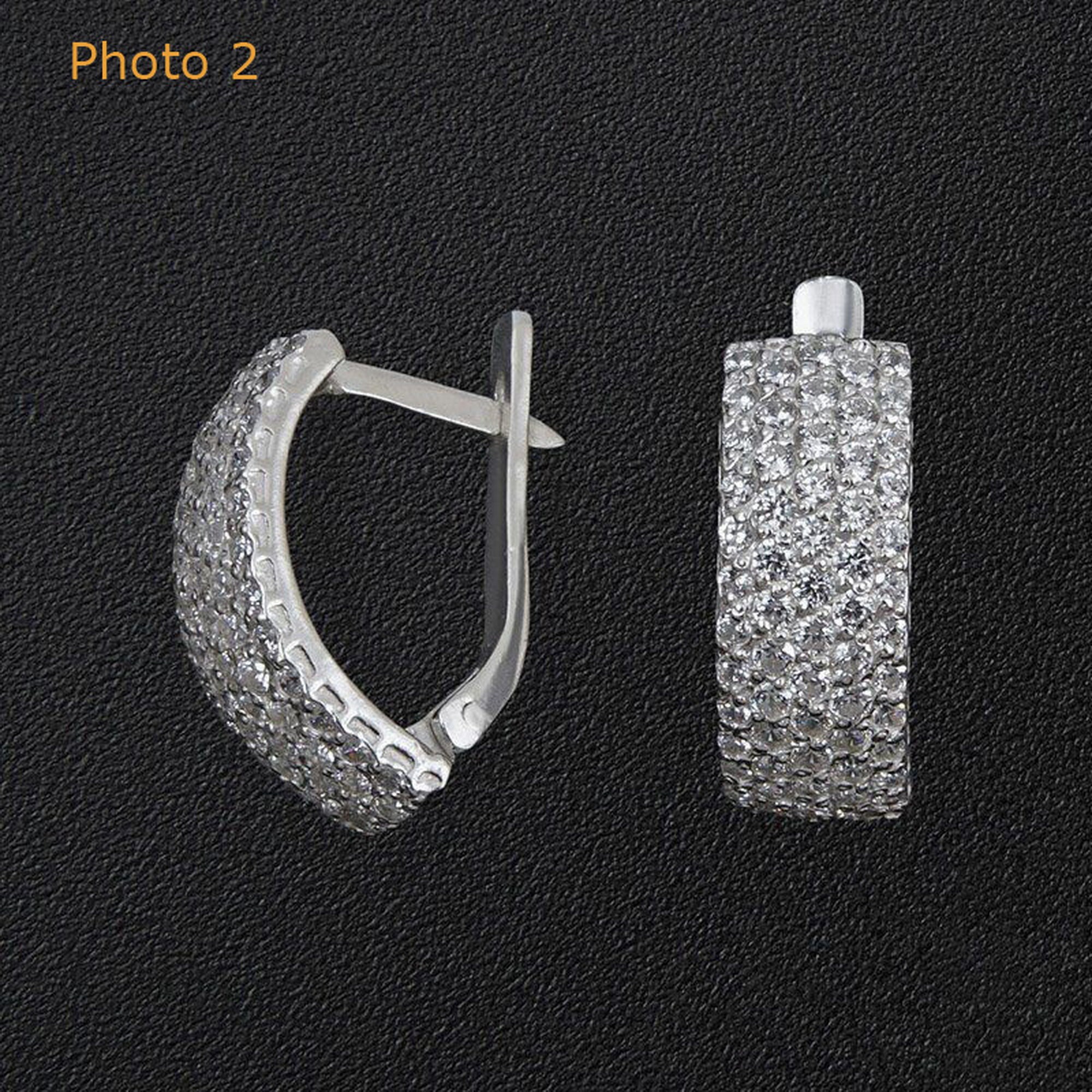 Silver latch back earrings with balck and white zirconias Etsy