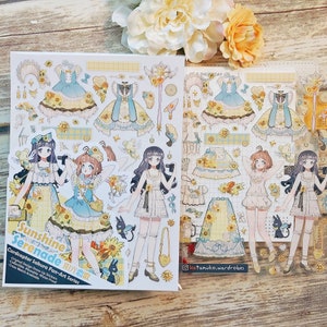 Sunshine Serenade Card Capture Sakura Spin Off - ensemble de feuilles d'autocollants pour habillage, autocollants imperméables, à collectionner et réutilisables, déco d'agenda