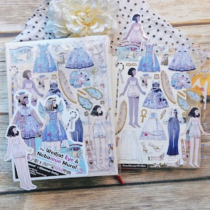 The Wedjat Eye & Nebamun Mural - dress-up stickervel Set, waterdicht, verzamelbaar, herbruikbare sticker, dagboekplanner deco