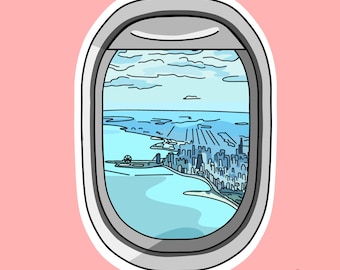 Chicago Plane Window Kiss-Cut Stickers