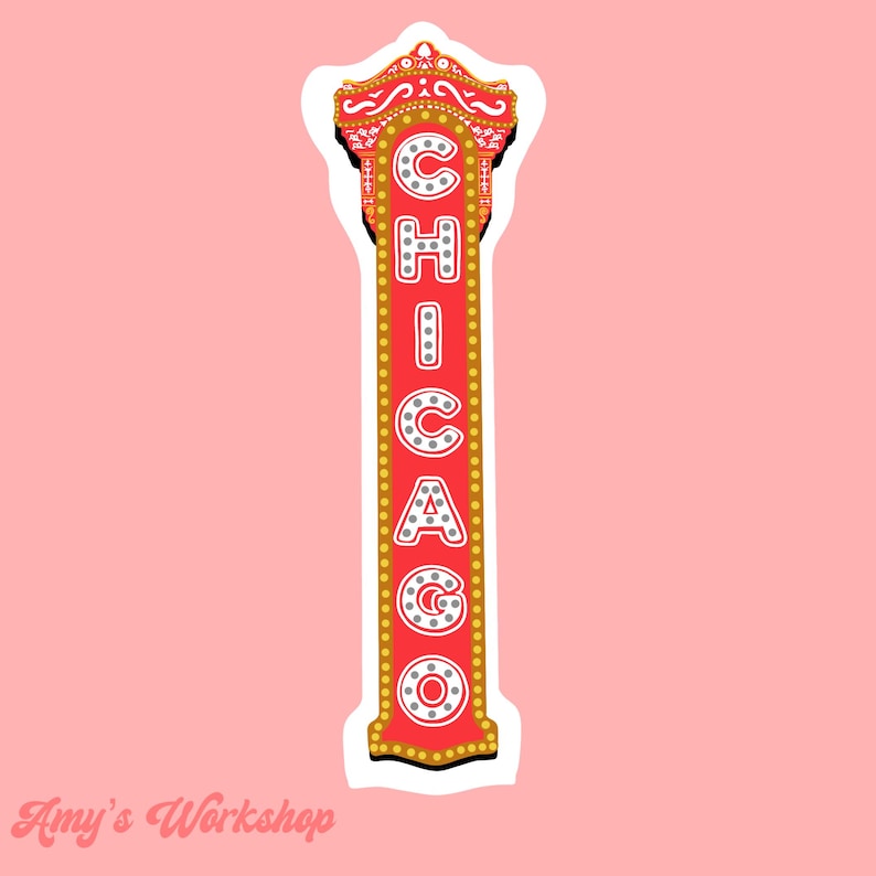 Downtown Chicago Theater Sign Kiss-Cut Stickers image 1