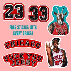 Adesivi ispirati ai Chicago Bulls Adesivo Chi Town Adesivo capra Michael Jordan Numero Adesivo Rosso 23 33 Adesivo Scottie Pippen Adesivo impermeabile