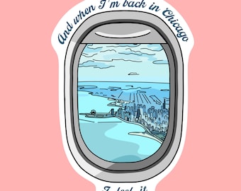 Chicago Skyline Back in Chi Plane Kiss-Cut Stickers
