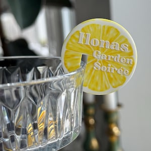 Lemon Drink Tags Acrylic | Aperol Spritz | Wedding, Hens, Bridal Shower | Lemon, Citrus Theme | Drink Charms | Drink Accessories