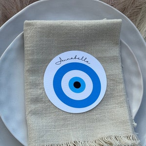 Cartes de visite « Mauvais œil » pour mariage | marque-places, sièges de table | enterrement de vie de jeune fille, douche nuptiale | Fête d'anniversaire, plan de la salle