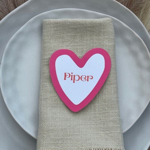 Cartes de visite coeur pour mariage | marque-places, sièges de table | enterrement de vie de jeune fille, douche nuptiale | Coeur rose vif