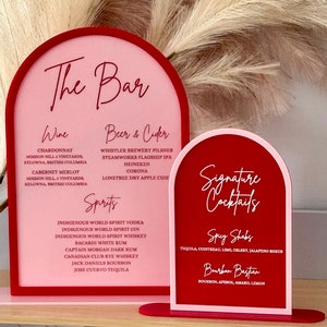 Panneau de menu de boissons voûté | Enseigne pour boisson Menu 3D | Bordure arquée | Mariage | Le bar, cocktails | Anniversaire, Mariage, Poule