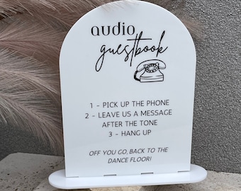 Letrero de audio para libro de visitas / Acrílico + Láser / Boda, Compromiso, Novia / Deja un mensaje