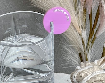 Drink Tags Acrylic Stemless | Pink, Blue, White, Clear, Black, Beige, Purple | Drink Accessories