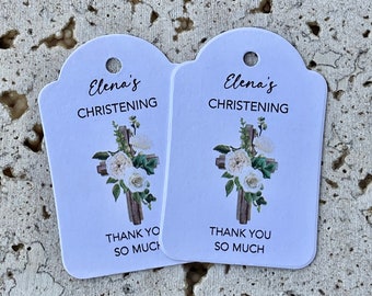 Thank You Flower Cross Christening Baptism Holy Communion Confirmation Pink Gift Tags | Thank You So Much