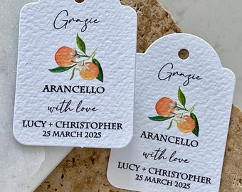 Grazie Arancello With Love Wedding Tags| Thank You Gift Tags | Oranges Italy Capri Mediterranean