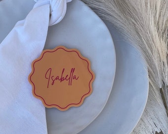Wave Name Cards | Acrylic + Laser | Personalised, Individual Guests | Place Cards, Seating Arrangements | Wedding, Birthday, Bridal
