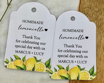 Homemade Limoncello Thank You Wedding Tags Celebrating A Special Day With Us