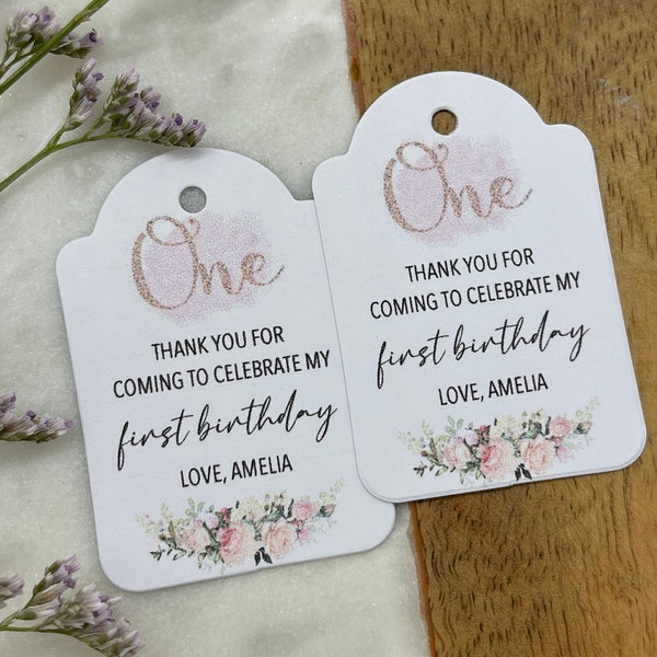 One First Birthday Tags | Thank You For Coming To Celebrate | Love Personalised Custom