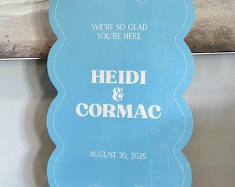 Wedding, Wavy Welcome Sign | So Glad You're Here | Acrylic + Laser | Minimalist | Seating Arrangements | Birthday, Bridal, Hens | Large Sign