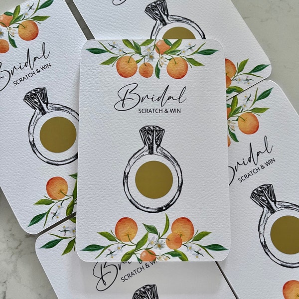 Bridal Shower Games Scratch Off Cards Sets | Oranges Citrus | Diamond Ring | Party Activities