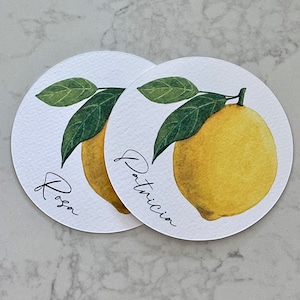 Lemon Name Place Cards Circle Wedding Bridal Baby Shower Birthday Party She Found Her Main Squeeze