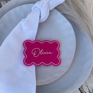 Wave Name Cards | Acrylic + Laser | Personalised, Individual Guests | Place Cards, Seating Arrangements | Wedding, Birthday, Bridal