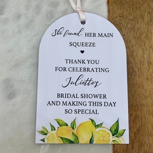 She Found Her Main Squeeze Gift Tags Bridal Shower Bachelorette Thank You For Coming Personalised Custom