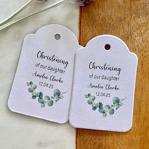 Christening Baptism Holy Communion Confirmation White Tags Eucalyptus Greenery Olive Branch