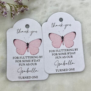 Butterfly Children's Birthday Party Tags Thank You For Fluttering By Personalised Custom