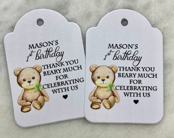 Thank You Beary Much Birthday Party Tags Teddy Bear Celebrating With Us