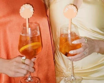 Drink Stirrers Acrylic | Scallop, Wave, Squiggle, Circle | Pink, Blue, White, Yellow, Black, Beige, Purple  | Drink Accessories