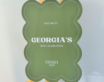 Wavy Welcome Sign | Welcome Guests | Acrylic + Laser | Minimalist | Wedding | Seating Arrangements | Birthday, Bridal, Hens | Large Sign
