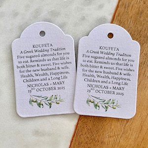 Étiquettes : Tradition de mariage grec, koufeta Cinq amandes sucrées Rameau d'olivier