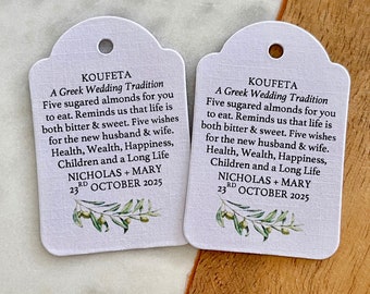 Koufeta A Greek Wedding Tradition Tags Five Sugared Almonds Olive Branch