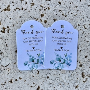 Wedding Thank You Gift Tags Olive Branch Eucalyptus Greenery Love Heart | Thank You So Much For Celebrating Our Special Day With Us