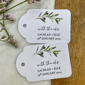 With Thanks Olive Branch Wedding Tags Greenery Rustic Personalised Custom