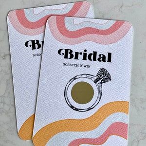 Bridal Shower Games Scratch Off Cards Sets | Wavy Lines Retro | Diamond Ring | Party Activities