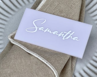 Rectangle Name Cards | Acrylic + Laser | Personalised, Individual Guests | Place Cards, Seating Arrangements | Wedding, Birthday, Bridal