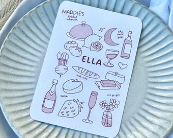 Tarjetas de lugar con nombres dibujadas a mano / Ilustraciones de garabatos escritos a mano / Caligrafía / Bodas, despedidas de soltera, baby shower, fiestas de cumpleaños, bautizos