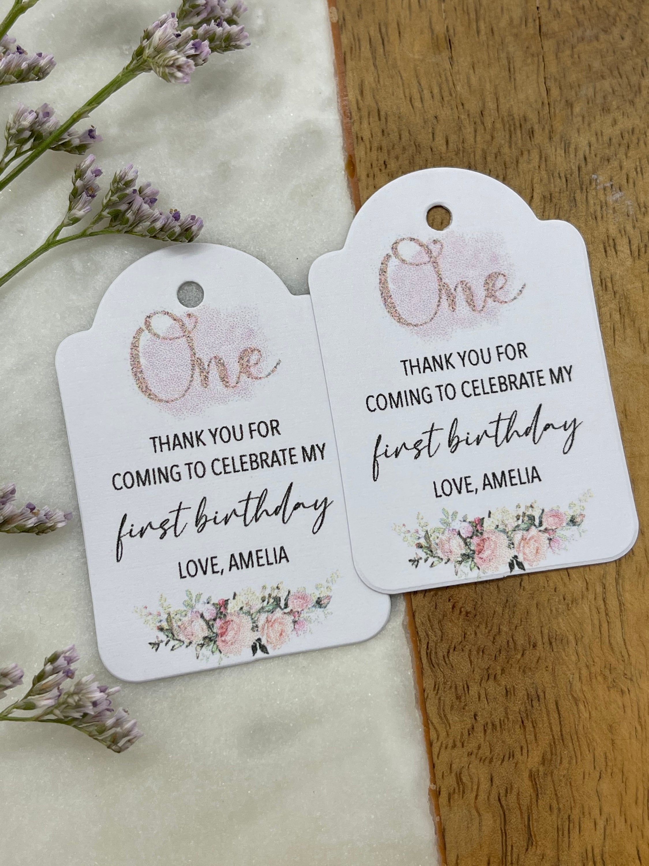 Editable Onederful Favor Tag Thank You Girl First Birthday Party Gift -  Design My Party Studio