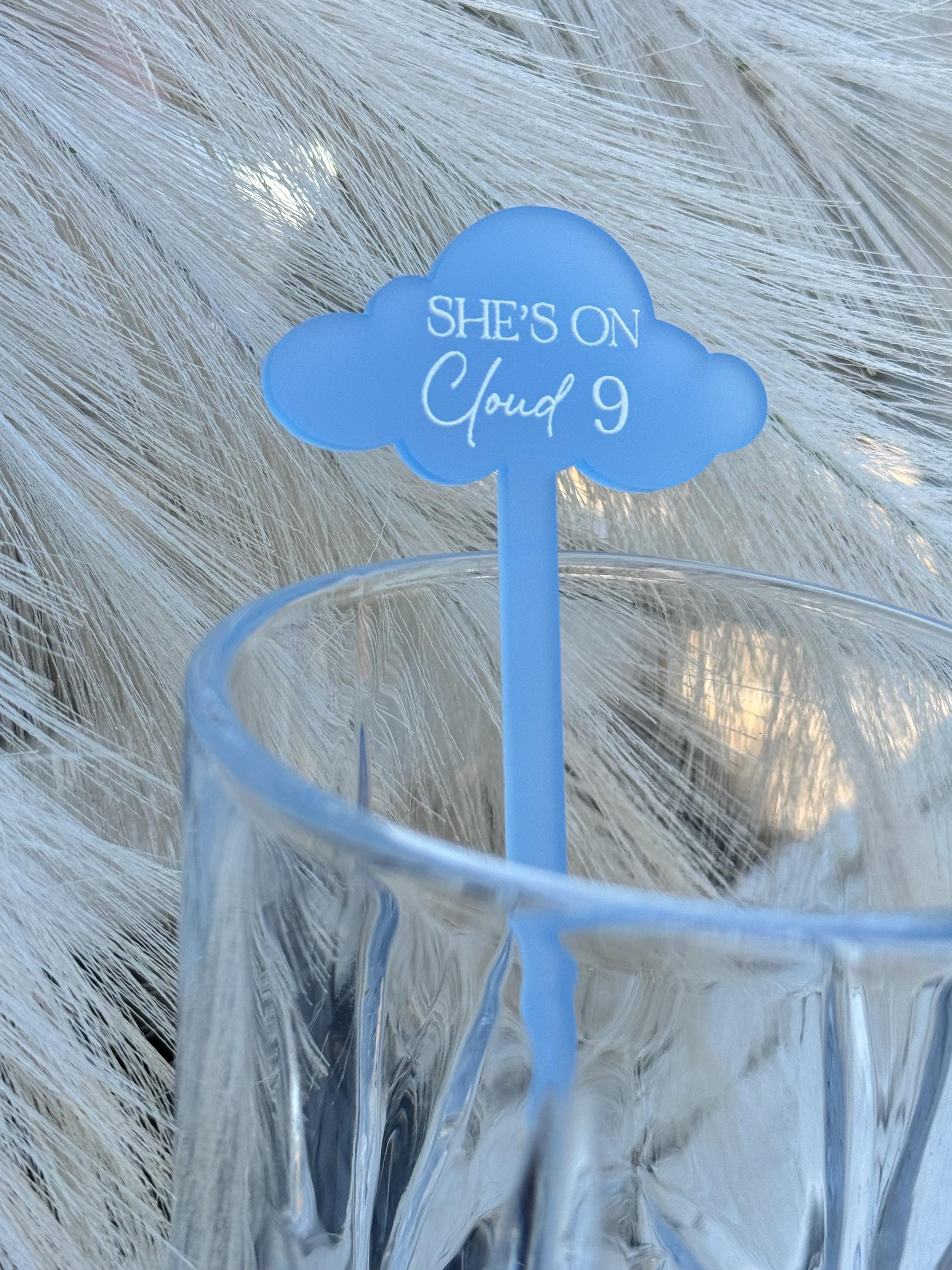 Cloud Drink Stirrers Acrylic | Baby Shower | Hens Party | She's On Cloud Nine | Drink Swizzles | Drink Accessories
